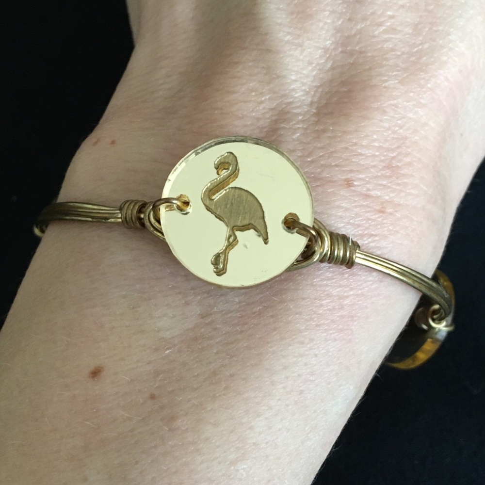Flamingo Wire Wrapped Bangle Bracelet